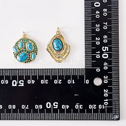 真鍮製合成ターコイズペンダント  長持ちメッキ  ゴールドカラー  ナゲット  24x18x5mm  穴：3.5mm  10個/箱&nbsp;KK-SZ0002-02