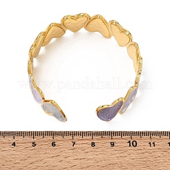 304ステンレススチール製エナメルハート型オープンカフバングル（女性用）  ゴールドカラー  PVD真空メッキ  ライラック  内径：1.81~2.17インチ（4.6~5.5cm）&nbsp;SA-CBA1A30-01B-G