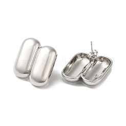 ラックメッキ真鍮スタッドピアス  楕円形  長持ちメッキ  プラチナ  25x21.5mm&nbsp;EJEW-Q786-03P