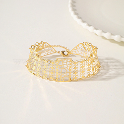 女性用中空真鍮リンクブレスレット  ハート＆フラットラウンド  ゴールドカラー  内径：7-7/8インチ（20cm）&nbsp;PW9769
