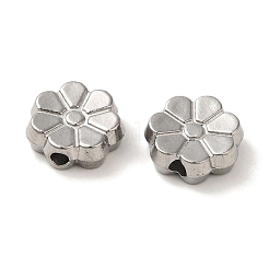 変色しない304ステンレススチールビーズ  花  ステンレス鋼色  8.5x3mm  穴：1.4mm&nbsp;STAS-K285-16P