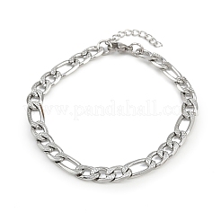 女性用304ステンレススチールフィガロチェーンブレスレット  ステンレス鋼色  7-1/8インチ（18cm）&nbsp;BJEW-G757-15P