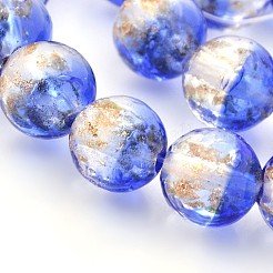 手作りのツートンゴールドサンドランプワークラウンドビーズ連売り  ミックスカラー  12mm  穴：1.6~2mm  約33個/連  15.7インチ&nbsp;LAMP-O007-01