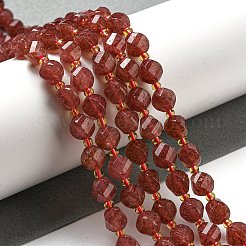 天然石ストロベリークォーツビーズ連売り  シードビーズで  ファセットツイスト  8x8x8mm  穴：1mm  約40個/連  15.51''（39.4センチメートル）&nbsp;G-M443-B04-02