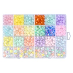 516 個 21 スタイルアクリルラウンドビーズ  イミテーションゼリー＆ツートン透明＆二層ビーズ  ミックスカラー  7.5~12x6~7mm  穴：1.8~2.5mm&nbsp;DIY-YW0008-09