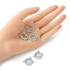 合金ラインストーンペンダント  プラチナトーンの惑星チャーム  クリスタル  20.5x23x3mm  穴：2.3mm&nbsp;ALRI-YW0001-04