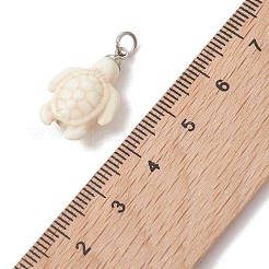 染め加工合成ターコイズペンダント  ウミガメチャーム  プラチナ  ホワイト  21.5x14x7mm  丸カン：5x0.8ミリ  内径：3mm&nbsp;PALLOY-JF05376-03