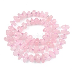 天然石ローズクォーツビーズ連売り  チップ  シードビーズで  6~15x7~10x2~6mm  穴：1mm  約70~79個/連  15.75~16.42''（40~41.7センチメートル）&nbsp;X-G-F821-B02-01