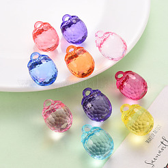 秋のテーマ透明アクリル ペンダント  多面カット  柿  ミックスカラー  27.5x19.5mm  穴：4mm  約95個/500g&nbsp;TACR-T024-04B