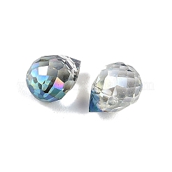 電気メッキガラスビーズ  半分虹メッキ  多面カット  ティアドロップ  ダークスレートグレー  8x6mm  穴：1mm&nbsp;EGLA-C008-01A-HR04