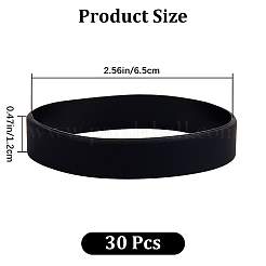 男性女性用フラットプレーンシリコンコードブレスレット  ブラック  内径：2-1/2インチ（6.5cm）&nbsp;BJEW-WH0016-32I