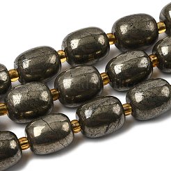 天然石パイライトビーズ連売り  シードビーズで  コラム  14~14.5x12mm  穴：1.2mm  約11個/連  7.68''（19.5センチメートル）&nbsp;G-Z131-D01-02