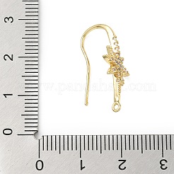 真鍮製マイクロペーブクリアキュービックジルコニアフープピアスのパーツ  スター  ゴールドカラー  24x13x10mm  穴：1mm  ピン：0.8mm&nbsp;KK-H521-01G