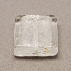 手作り銀箔ランプワークビーズ  正方形  ホワイト  20x20x6mm&nbsp;FOIL-S006-20x20mm-11