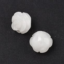 天然石ホワイトジェイドビーズ  ローズ  11.5~12.5x12~12.5x8~9mm  穴：1mm&nbsp;G-O156-C-32