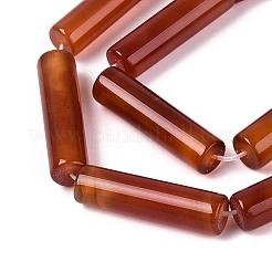 染めの天然な赤瑪瑙ビーズ連売り  チューブ  29~31x8mm  穴：1mm  約13個/連  15.16~15.35''（38.5~39センチメートル）&nbsp;G-T144-30A-01