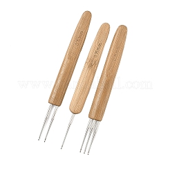 3種類のスタイルの鉄製かぎ針3個  竹ハンドル付き  ペルー  133~137x13.5~14x7~9mm  1個/スタイル&nbsp;AJEW-C041-01