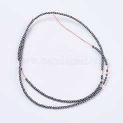 磁気無し合成ヘマタイトビーズ  ラウンド  ブラック  2mm  穴：0.6mm  約191~210個/連  16インチ&nbsp;G-H1074-1