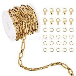 DIY 304 ステンレススチール 楕円形リンクチェーン ネックレス/ブレスレット作成キット  18KGP本金メッキ  13.5x6.5mm&nbsp;DIY-TA0012-75