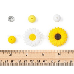 DIYデイジーラウンドビーズファインディングキット  シリコンと真鍮のラインストーンビーズを含む  きいろ  30x9mm  穴：2.5mm&nbsp;DIY-FS0010-24A