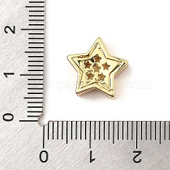 メッキ真鍮エナメルビーズラック  カドミウムフリー＆鉛フリー  長持ちメッキ  18KGP本金メッキ  スター  12.5x13x4.5mm  穴：1.4mm&nbsp;KK-C074-13G-02