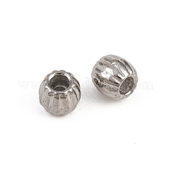 304ステンレススチールビーズ  段ボールビーズ  ステンレス鋼色  コラム  4x3.5mm  穴：1.2mm&nbsp;STAS-D394-02E-P