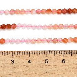グラデーションカラーの天然ローズクォーツとレッドヘマトイドクォーツのビーズ連売り  多面カット  ラウンド  3mm  穴：0.5mm  約123~124個/連  15.39''~15.67''（39.1~39.8センチメートル）&nbsp;GG-CBA1668-A03-3mm