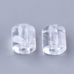 アクリルビーズ  天然石風  コラム  クリア＆ホワイト  10x9.5mm  穴：2mm  約580個/500g&nbsp;OACR-S028-091