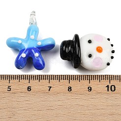 手作りランプワークペンダント  混合図形  ミックスカラー  35~61x17~49x6.5~10mm  穴：4~9mm  約5個/袋&nbsp;LAMP-XCP0001-05