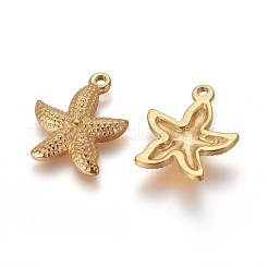 304ステンレスペンダント  ヒトデ/海星  ゴールドカラー  22.5x19x4mm  穴：2mm&nbsp;STAS-I105-A-30G