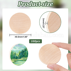 草木切り抜き100個  未完成の木片  フラットラウンド  ビスク  4.95x0.5cm&nbsp;WOOD-PH0002-53B