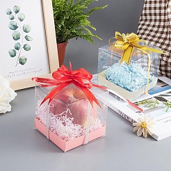 DIYギフトボックス作り  プラスチックpvcボックスギフト包装  紙底ホルダー  グリッターメタリックリボン  弾性包装リボン弓  ミックスカラー  箱：9x9x9センチメートル  20個/セット&nbsp;DIY-NB0003-11