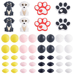 犬をテーマにしたシリコンビーズ52個  ミックスカラー  12~28x6~29.5x6~18mm  穴：2mm&nbsp;SIL-TA0003-36