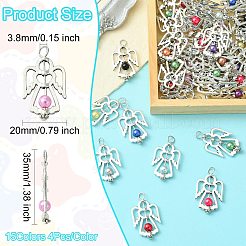 60個15色アクリルパーツ  エンジェルチャーム  アンティークシルバー合金の翼付き  ミックスカラー  35mm  穴：3.8mm  4個/カラー&nbsp;PALLOY-CJ00097