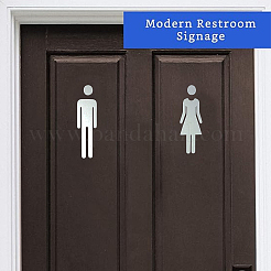 アクリルトイレサインステッカー  公衆トイレの看板  壁のドアの付属品の印のため  ホワイトスモーク  17~100x17~42.5x0.8mm&nbsp;DIY-WH0569-66A-01