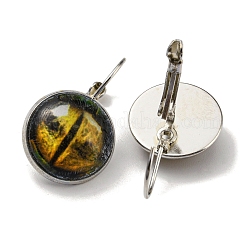 真鍮のイヤリングピン付きドラゴンアイガラスフレンチフックピアス  ゴールデンロッド  29mm&nbsp;EJEW-Q798-01O