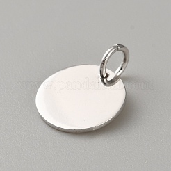 フラットラウンド 925 スターリングシルバーチャーム  丸カン付き  プラチナ  11x1mm  穴：3.4mm&nbsp;STER-WH0005-43A-P
