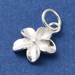 スターリングシルバーの花チャーム925個  丸カン付き  銀  12x9.5x2mm  穴：4mm&nbsp;STER-K180-06S