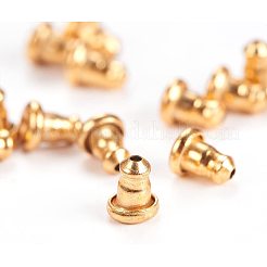 304ステンレススチール製イヤーナット  ピアスバックキャッチ  ゴールドカラー  6.5x5mm  穴：1mm&nbsp;STAS-PH0010-14