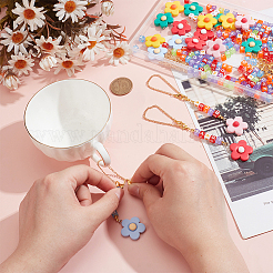 DIYブレスレットネックレス製作キット  フラワーレジンペンダントを含む  アイアン製カーブチェーン  ハート＆レターアクリルキューブビーズ&nbsp;DIY-NB0010-44