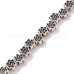 チベットスタイルの花の合金ビーズ連売り  鉛フリー＆カドミウムフリー  アンティークシルバー  4.5x3mm  穴：1mm  約45個/連  8インチ&nbsp;X-TIBEB-O007-06-RS