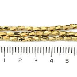 電気メッキガラスビーズセット  フル虹メッキ  多面カット  コラム  ゴールド  5x3mm  穴：0.9mm  約95個/連  20.31''（51.6センチメートル）&nbsp;GLAA-Q101-02B-FP01
