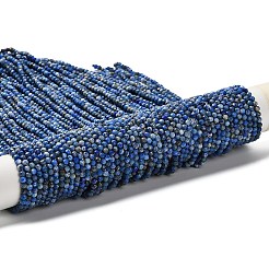 天然石ラピスラズリビーズ連売り  多面カット  ラウンド  3mm  穴：0.5mm  約130個/連  15.24インチ（38.7cm）&nbsp;G-RM2025526-A01-3mm