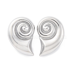 女性用304ステンレススチールスタッドピアス  巻き貝  ステンレス鋼色  28x19mm&nbsp;EJEW-K306-06P