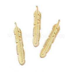 イオンプレーティング（IP）304ステンレスペンダント  フェザーチャーム  18KGP本金メッキ  58.5x10x2mm  穴：1.5mm&nbsp;STAS-P312-10G