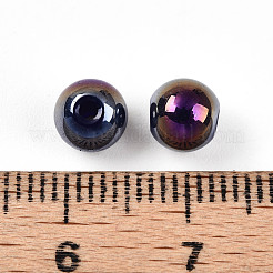 電気メッキパールガラスパールビーズ  虹色の  ラウンド  マリンブルー  6x5.5mm  穴：1.2~1.4mm  約1730個/ポンド&nbsp;EGLA-T021-14A-02