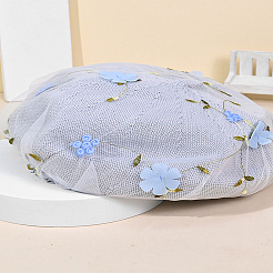 1Dフラワーミルクファイバー刺繍生地3枚  服装アクセサリー  ライトスカイブルー  1300x2mm  1ヤード/個&nbsp;AJEW-LP0012-10