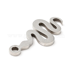 変色しない201ステンレススチールペンダント  ヘビ  ステンレス鋼色  17x8x1mm  穴：1.5mm&nbsp;STAS-E015-17P