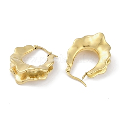 304ステンレススチールフープピアス  女性のための  花  18KGP本金メッキ  29x11.5mm&nbsp;EJEW-C105-09G