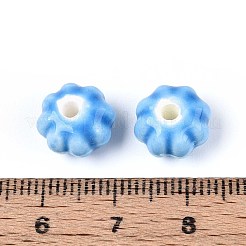 ハンドメイドの磁器セラミックビーズ  光沢釉の磁器  カボチャ  ドジャーブルー  11x11x7mm  穴：2mm&nbsp;PORC-T133-26A